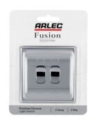 Polished chrome Arlec Fusion double switch packaging
