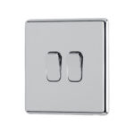 Polished chrome Arlec Fusion double switch angle