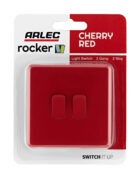 Arlec Fusion Cherry Red double light switch packaging