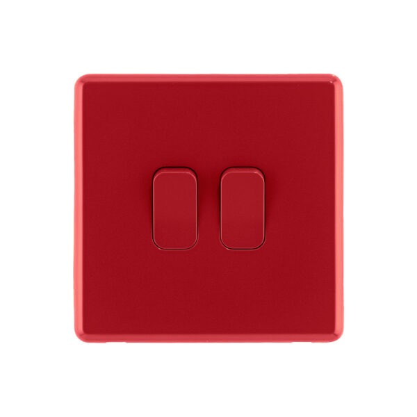 Arlec Fusion Cherry Red double light switch front