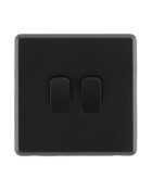 Jet Black Arlec Rocker light double switch front