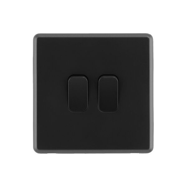 Jet Black Arlec Rocker light double switch front