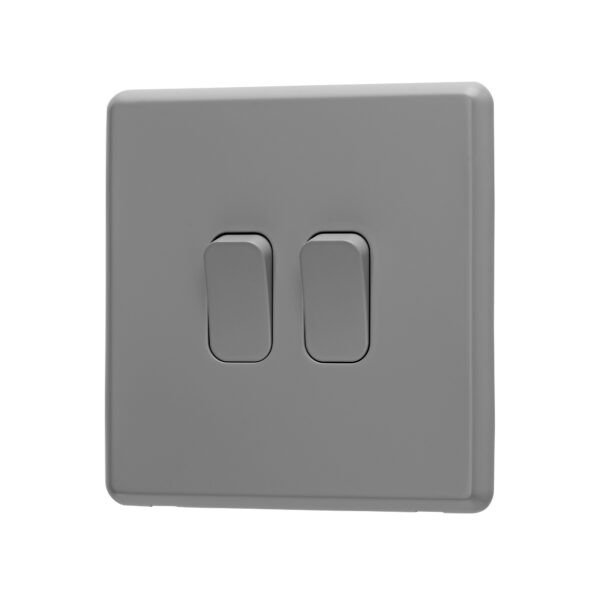 Arlec Rocker Stone Grey 10A 2Gang 2Way Light Switch Arlec UK