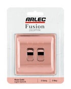 Rose Gold Arlec Fusion double light switch packaging