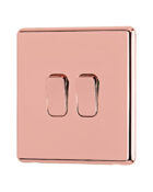 Rose Gold Arlec Fusion double light switch angle