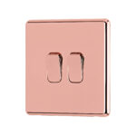 Rose Gold Arlec Fusion double light switch angle