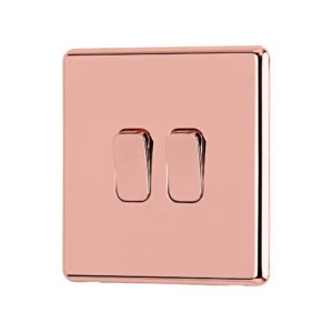 Rose Gold Arlec Fusion double light switch angle