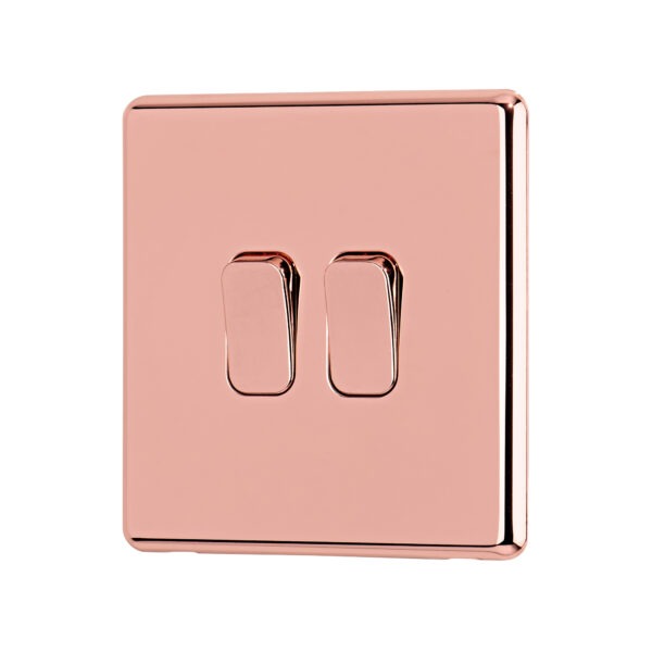 Rose Gold Arlec Fusion double light switch angle