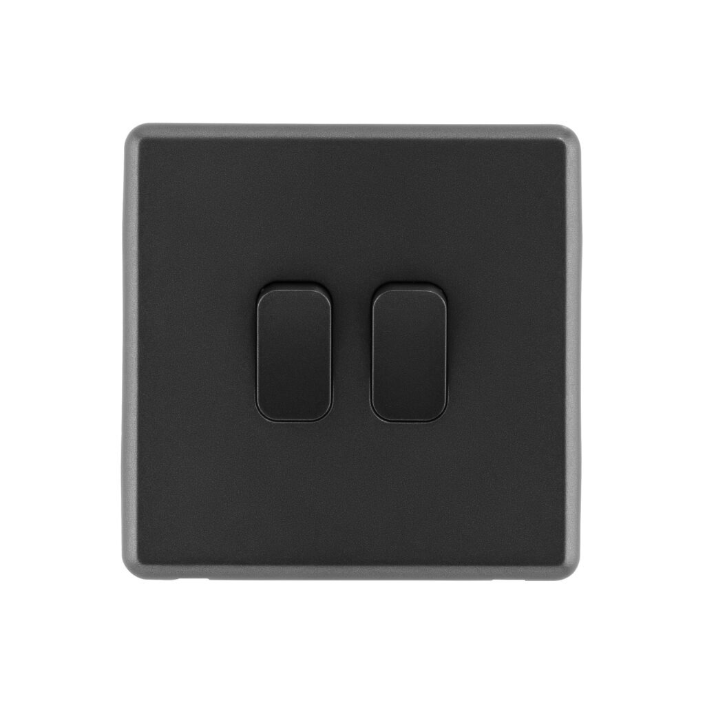 Arlec Rocker | Charcoal Grey | 10A 2Gang 2Way Light Switch - Arlec UK