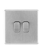 Stainless steel Arlec Fusion double switch front