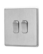 Stainless steel Arlec Fusion double switch angle