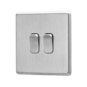 Stainless steel Arlec Fusion double switch angle