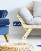 Galaxy Blue Rocker switched double socket in living room