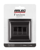 Black Nickel Arlec Fusion 3 gang switch packaging