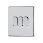 Polished chrome Arlec Fusion 3gang switch angle