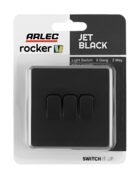 Jet Black Arlec Fusion 3Gang Light Switch packaging