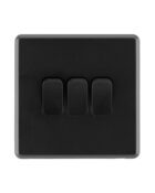 Jet Black Arlec Fusion 3Gang Light Switch Front