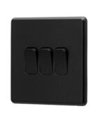 Jet Black Arlec Fusion 3Gang Light Switch angle