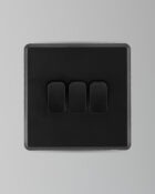 Jet Black Arlec Rocker 3g light switch on wall