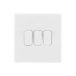 Ice White Arlec Rocker 3 Gang Switch front