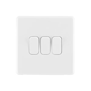 Ice White Arlec Rocker 3 Gang Switch front