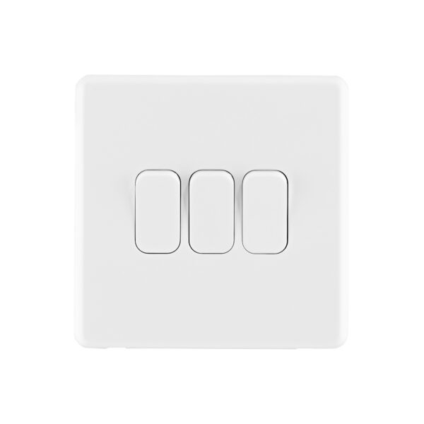 Ice White Arlec Rocker 3 Gang Switch front