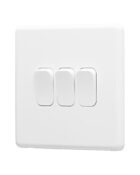 Ice White Arlec Rocker 3 Gang Switch angl