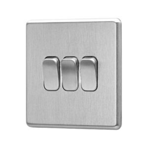 Stainless steel Arlec Fusion 3gang switch angle