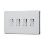 Polished chrome Arlec Fusion 4gang switch angle