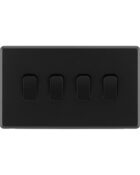 Jet Black Arlec Rocker 4gang Light Switch front