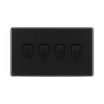 Jet Black Arlec Rocker 4gang Light Switch front