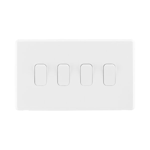 Ice White Arlec Rocker 4gang Light Switch front