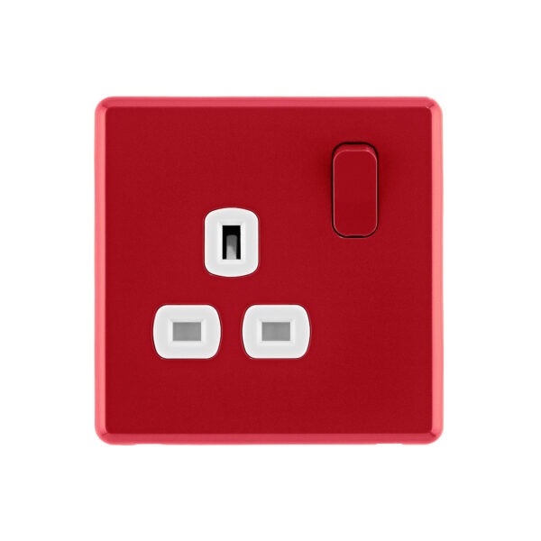 Cherry red Arlec Fusion plug socket front