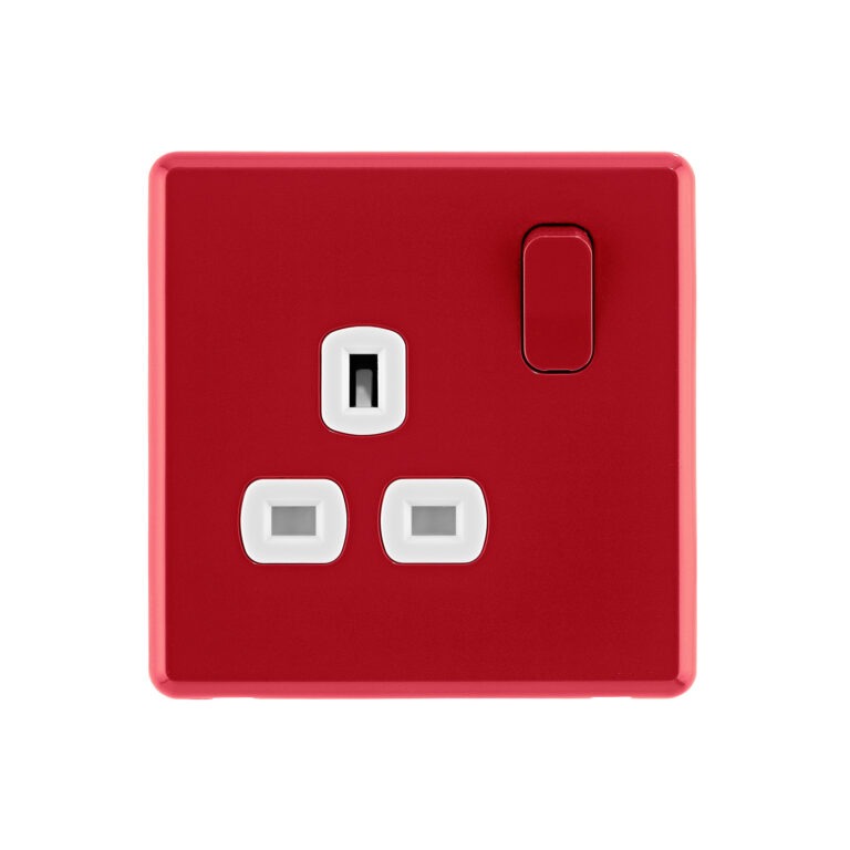 X Rocker Plug Socket Arlec Rocker | Cherry Red | 13A 1Gang Plug Socket - Arlec UK