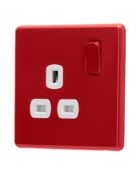 Cherry red Arlec Fusion plug socket angle