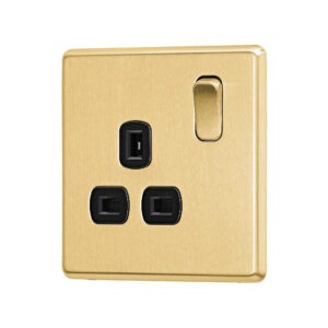 Gold Arlec Fusion single plug socket
