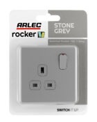 Stone Grey Arlec Fusion single socket packaging