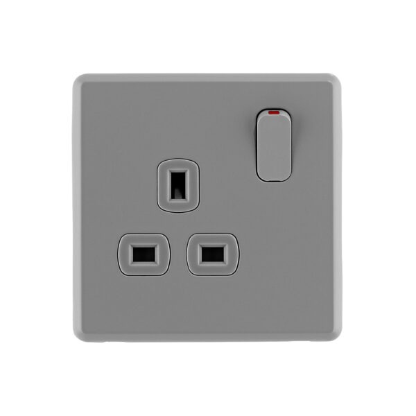 Stone Grey Arlec Fusion single socket front