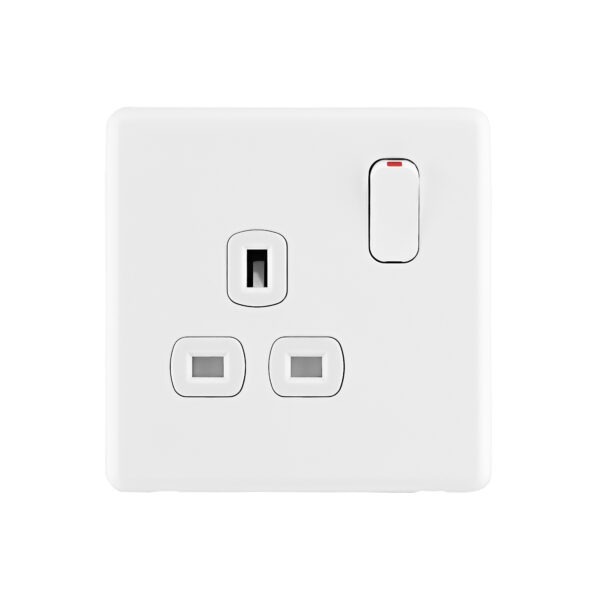 Ice White Arlec Rocker Single Plug Socket front