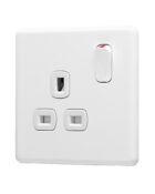 Ice White Arlec Rocker Single Plug Socket angle