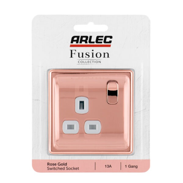 Arlec Fusion Rose Gold 13A 1Gang Plug Socket Arlec UK