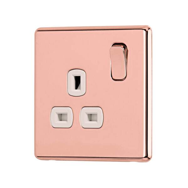 Arlec Fusion Rose Gold single socket angle