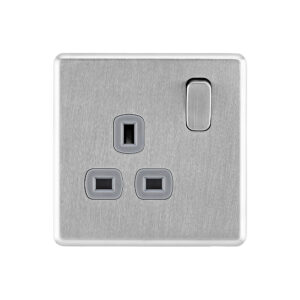 Stainless Steel Arlec Fusion single socket Front