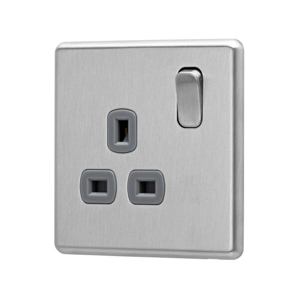 Stainless Steel Arlec Fusion single socket angle