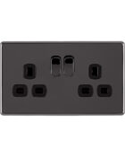 black nickel Arlec Fusion double socket front