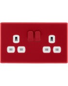 Arlec Rocker Cherry Red double plug socket front