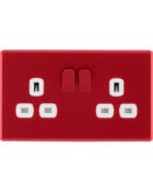 Arlec Rocker Cherry Red double plug socket front