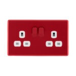Arlec Rocker Cherry Red double plug socket front