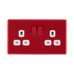 Arlec Rocker Cherry Red double plug socket front