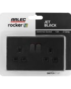 Jet Black Arlec Rocker Light Double Socket packaging